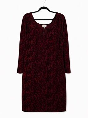 Jessica Simpson Maternity Dress XL Burgundy Black Print Bodycon Stretch